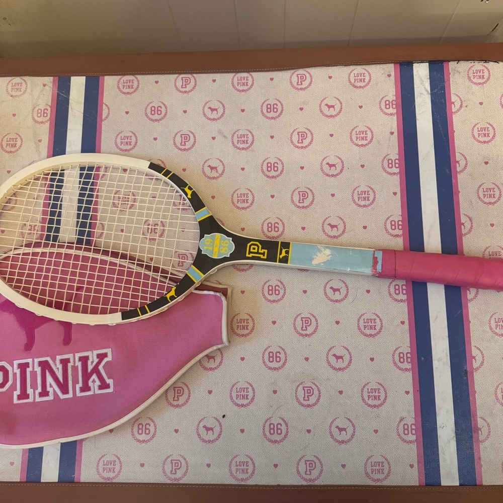 Vintage Victoria's Secret PINK Display Tennis Racket With Cover RARE/HTF